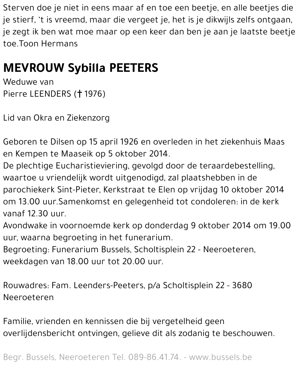 Sybilla PEETERS