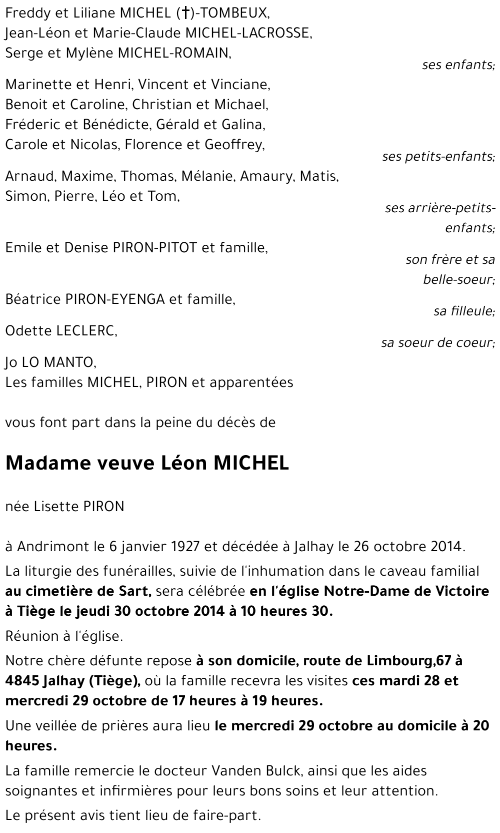 veuve Léon MICHEL