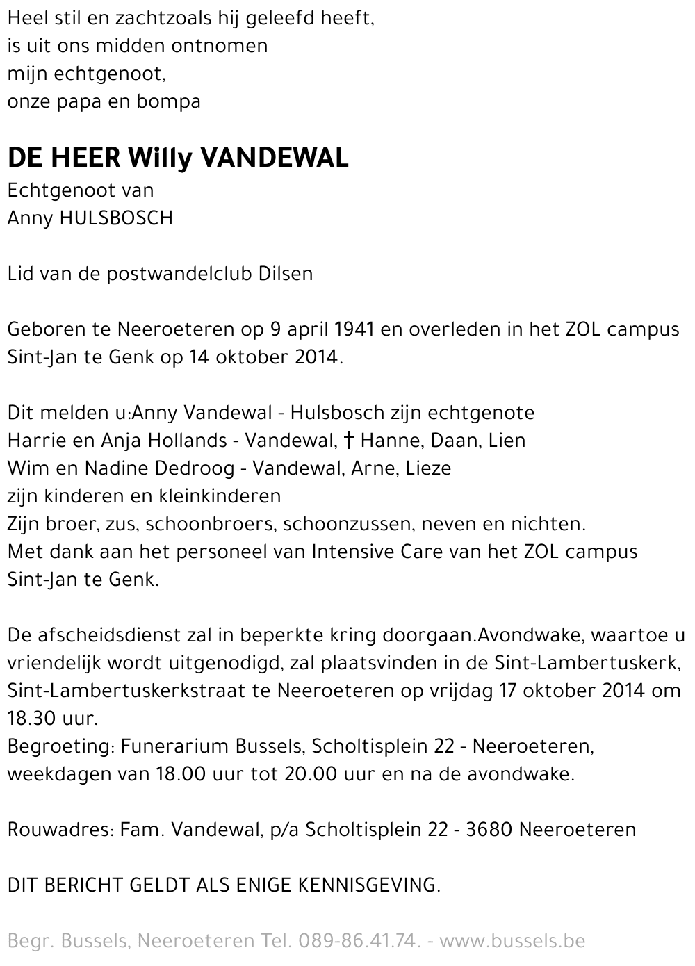 Willy VANDEWAL