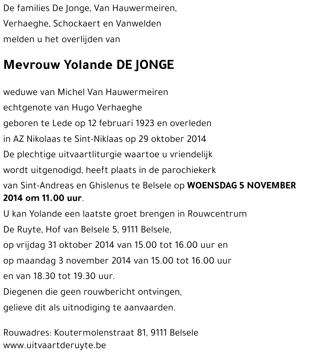 Yolande DE JONGE