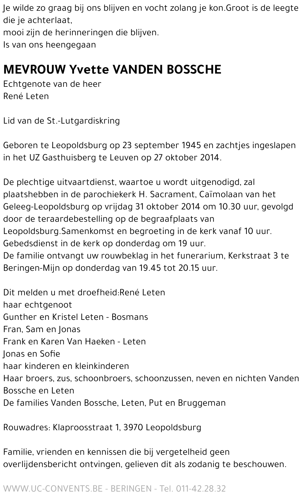 Yvette Vanden Bossche