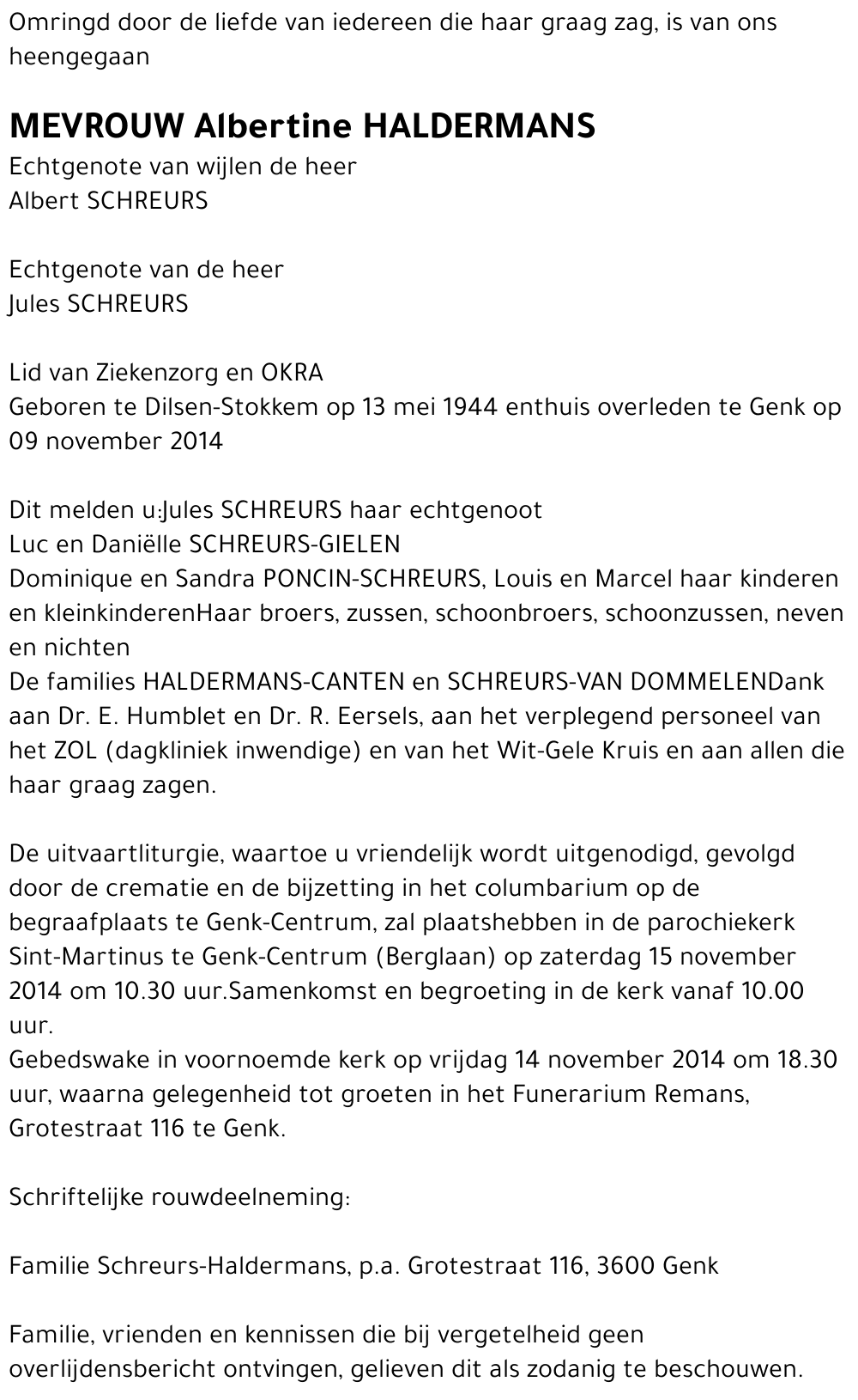 Albertine HALDERMANS