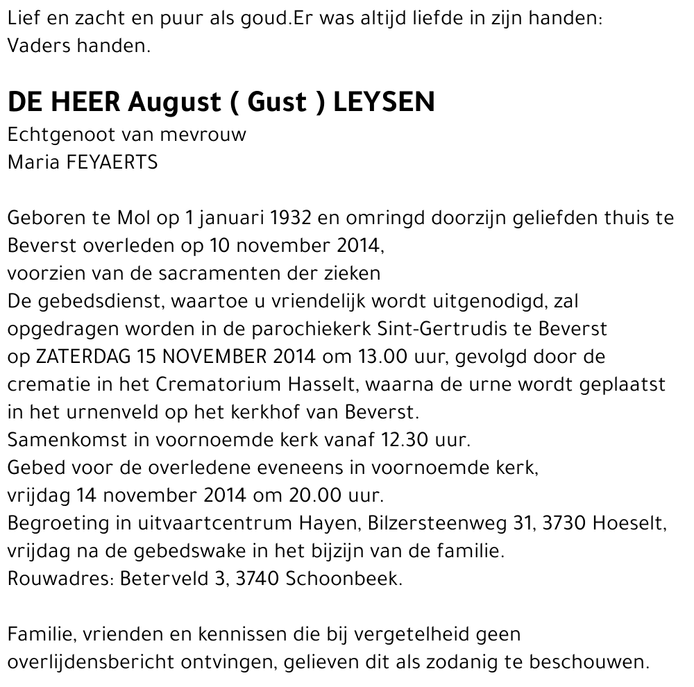August ( Gust ) LEYSEN