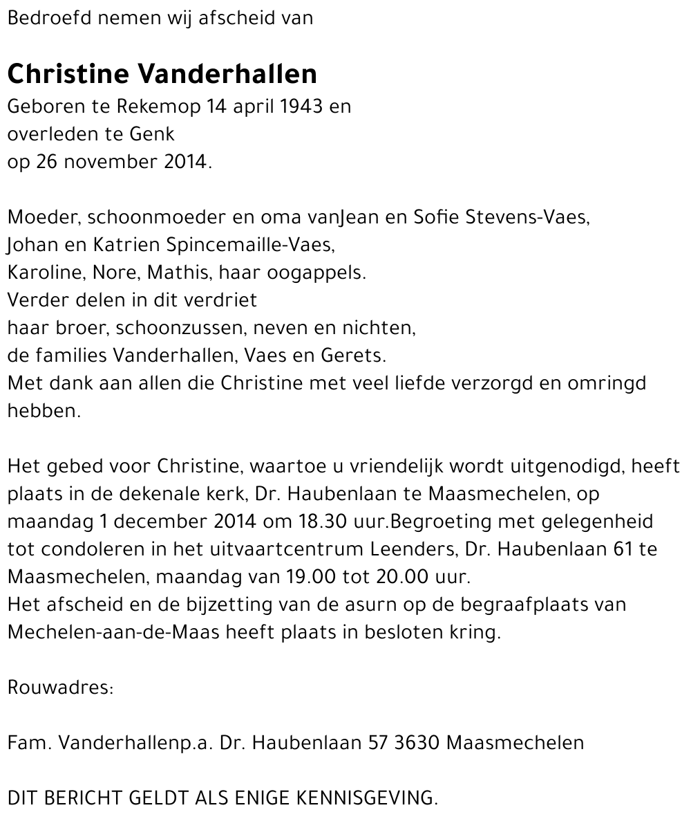 Christine Vanderhallen