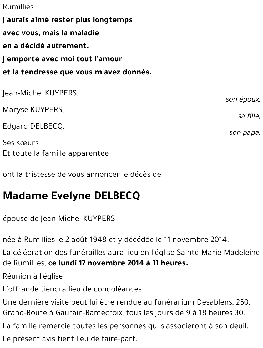 Evelyne DELBECQ
