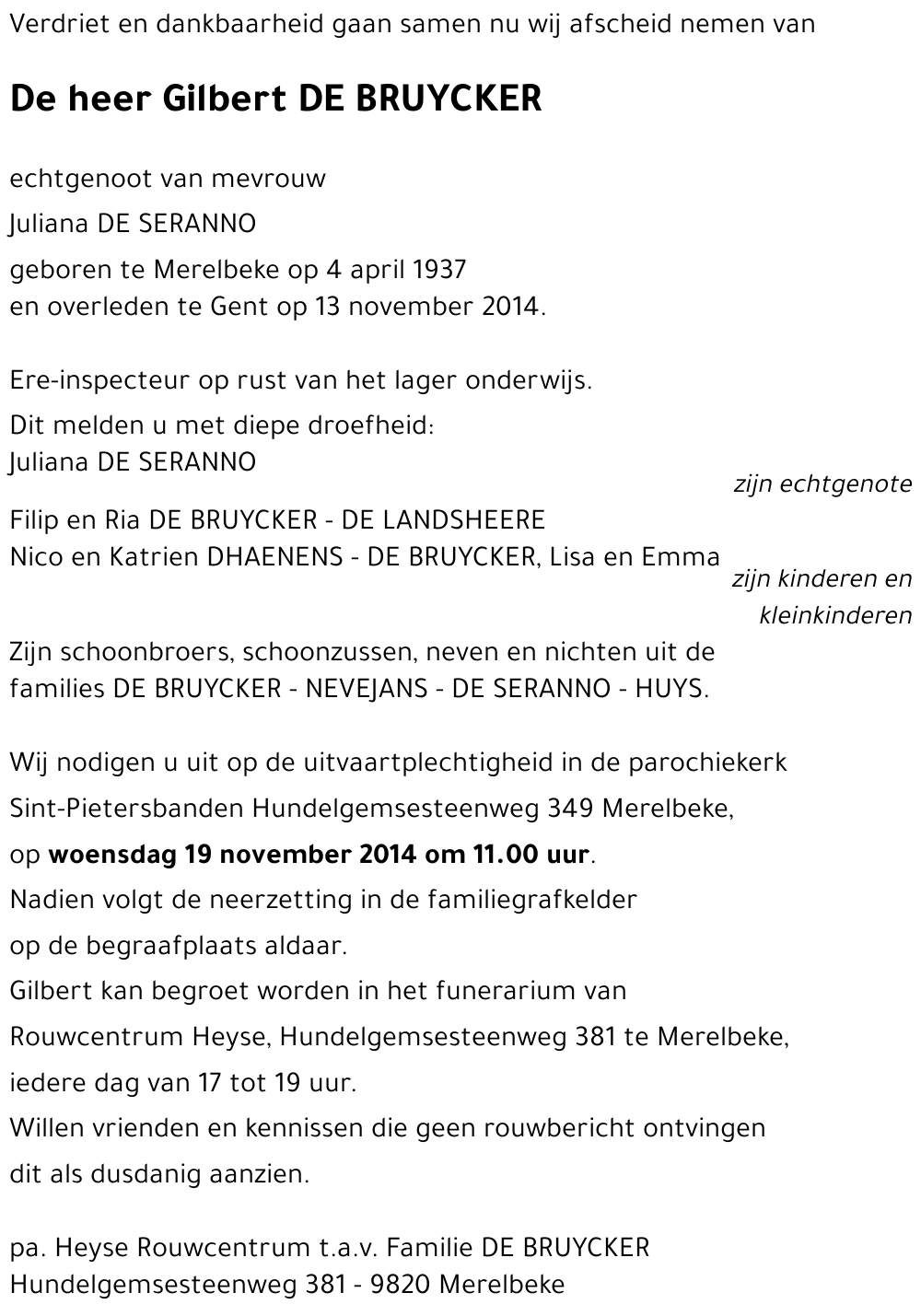 Gilbert DE BRUYCKER