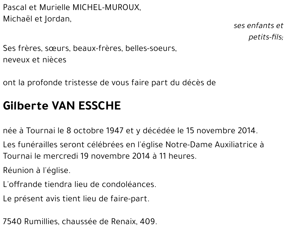 Gilberte VAN ESSCHE