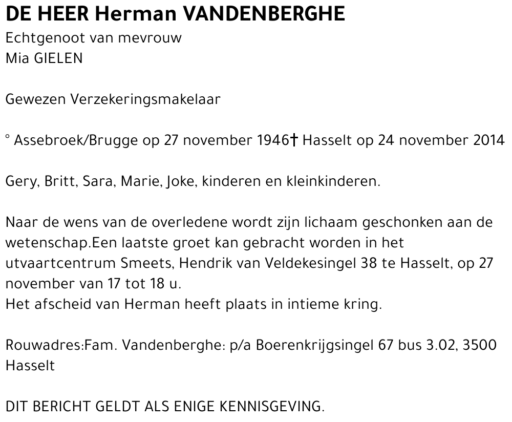 Herman Vandenberghe