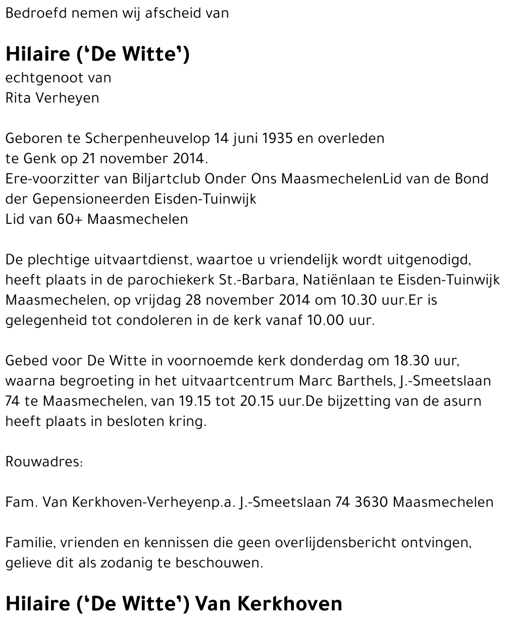 Hilaire Van Kerkhoven