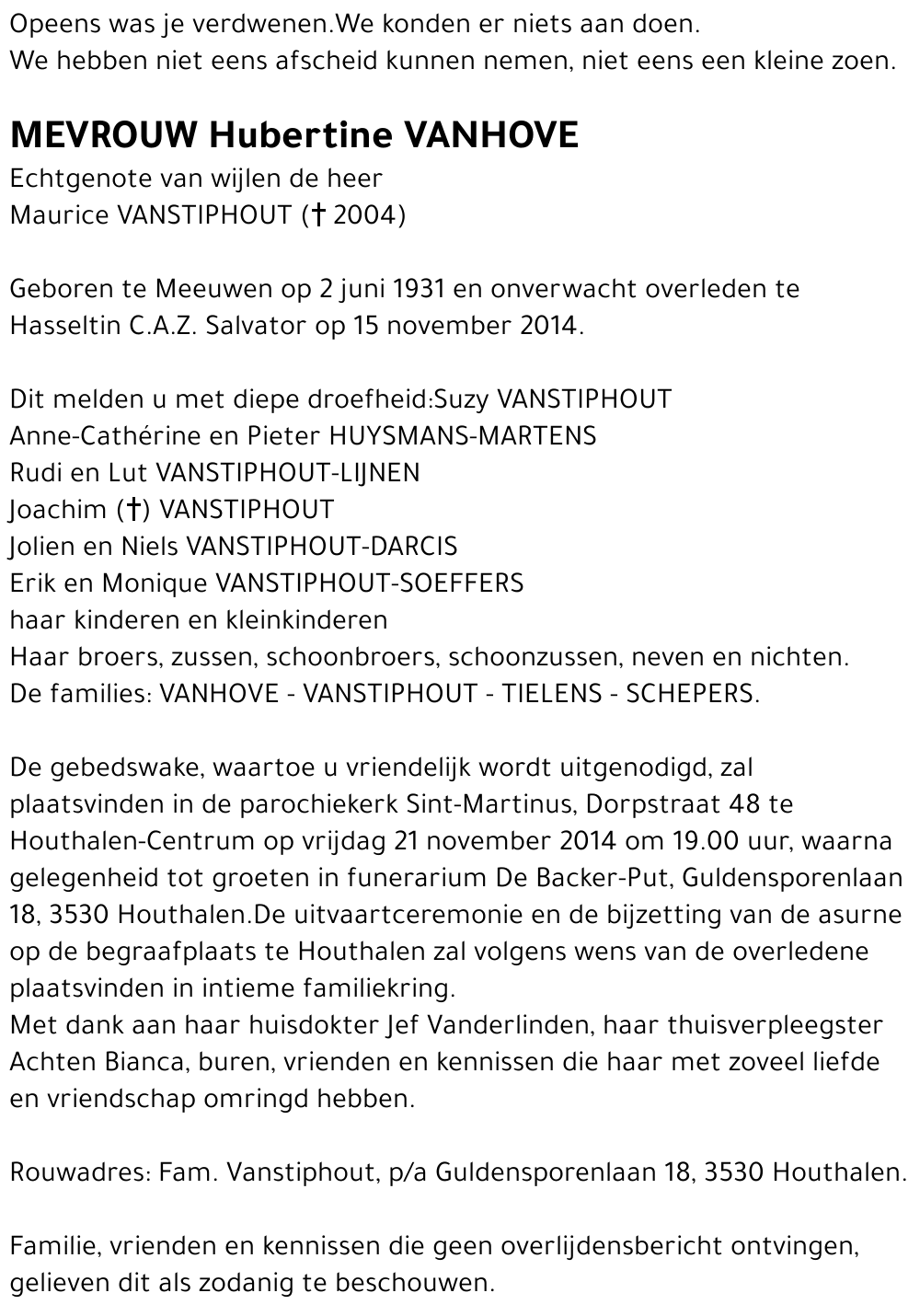 Hubertine VANHOVE