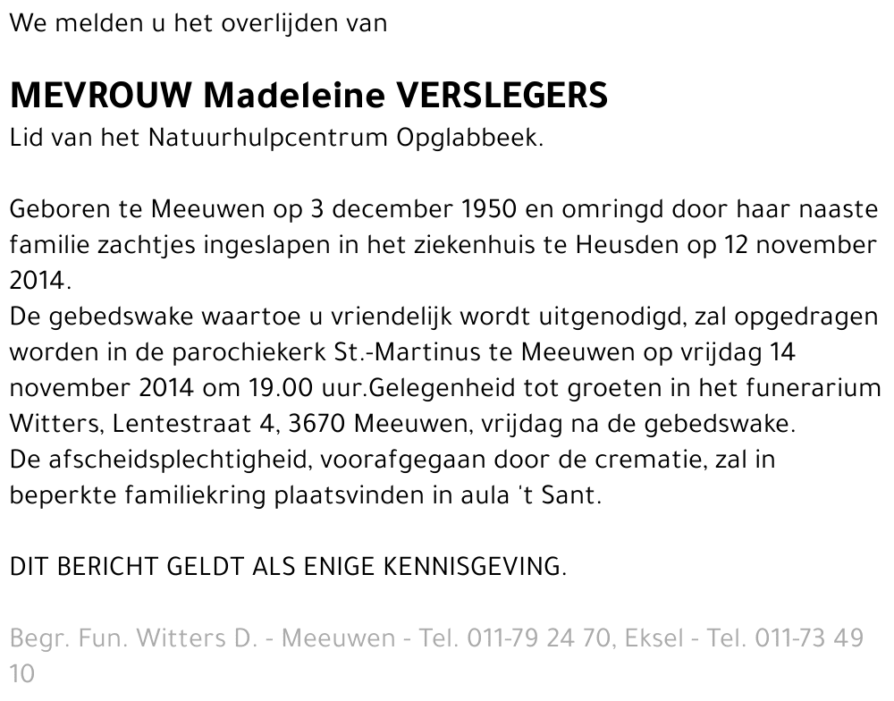 Madeleine Verslegers