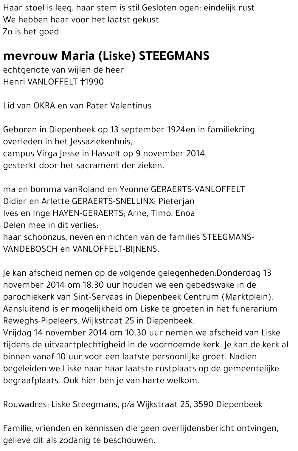 Maria (Liske) Steegmans