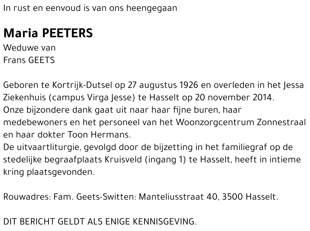 Maria Peeters