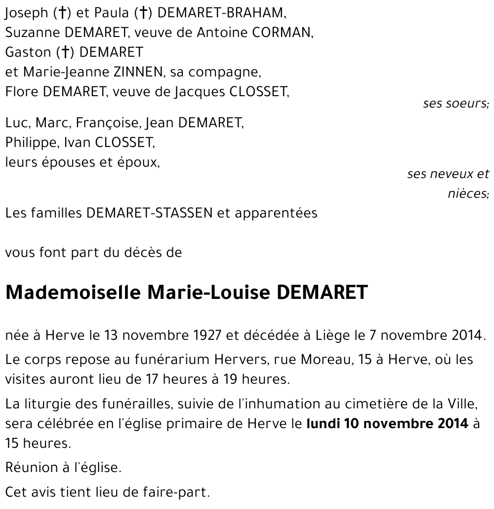 Marie-Louise DEMARET