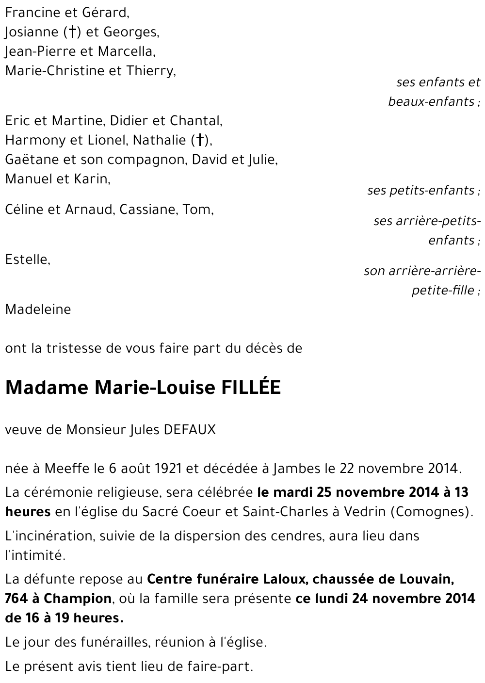 Marie-Louise FILLÉE
