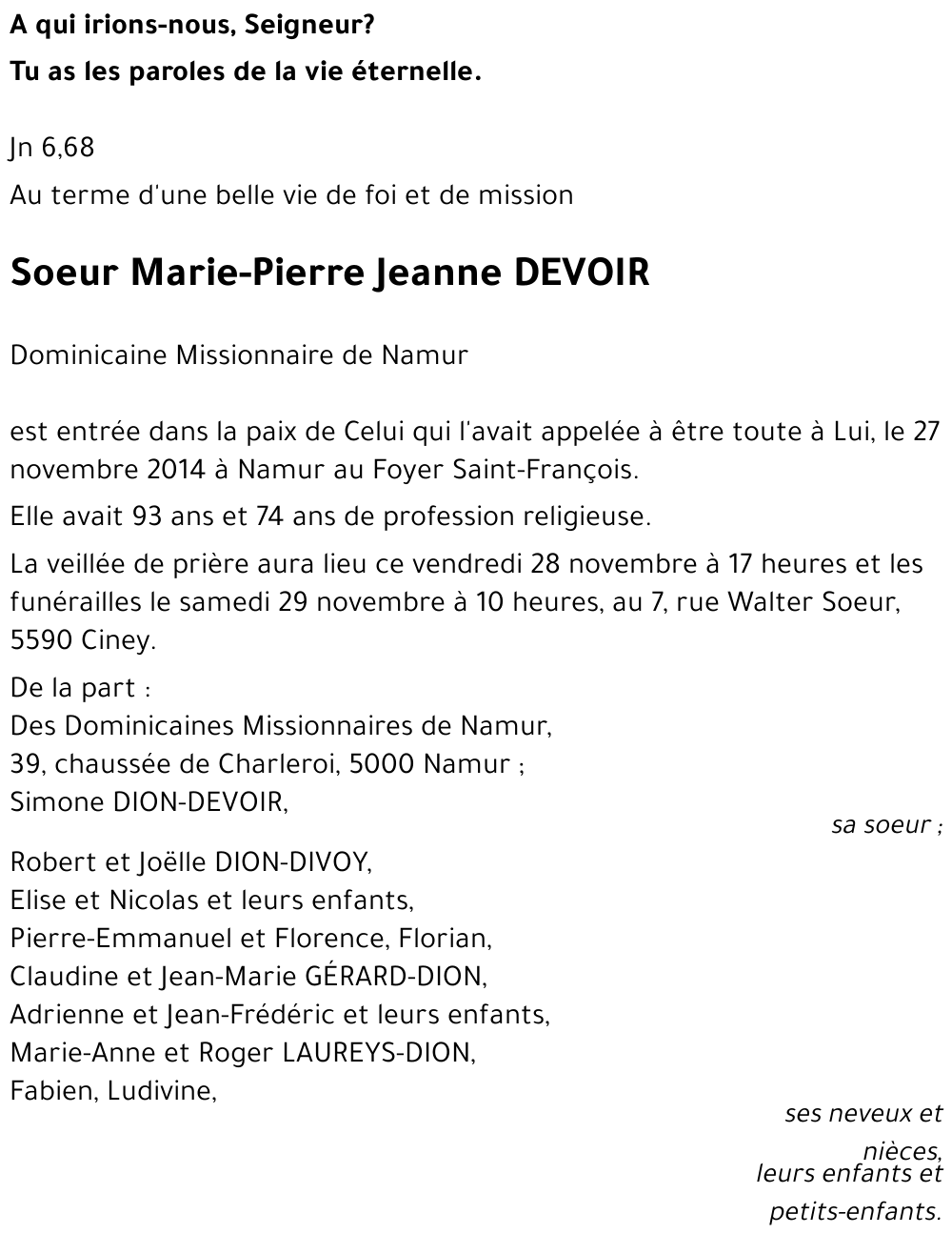 Marie-Pierre Jeanne DEVOIR