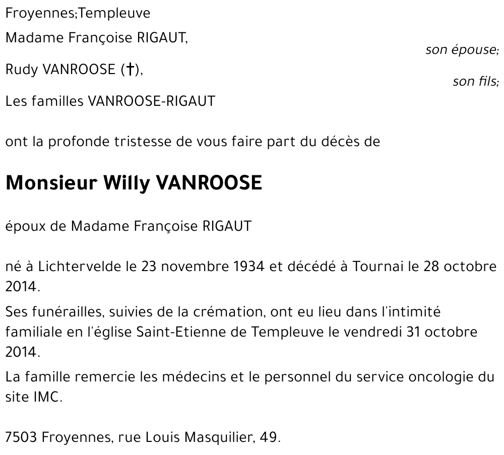 Willy VANROOSE
