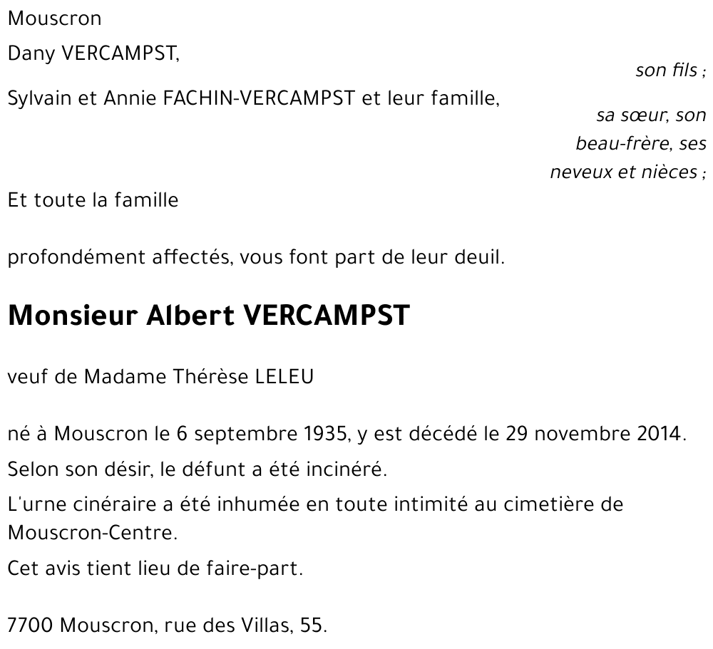 Albert VERCAMPST