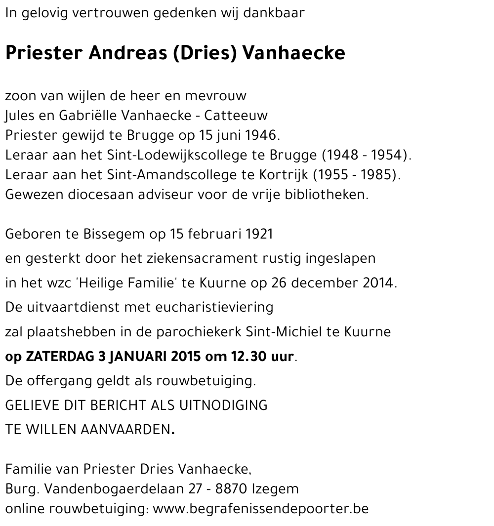 Andreas (Dries) Vanhaecke