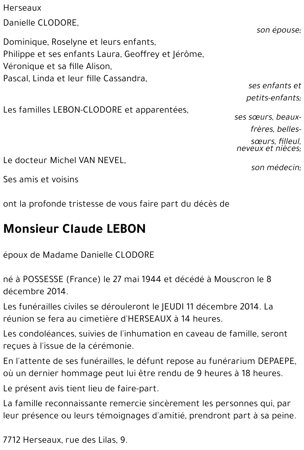 Claude LEBON