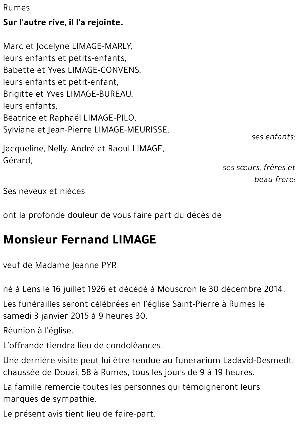 Fernand LIMAGE
