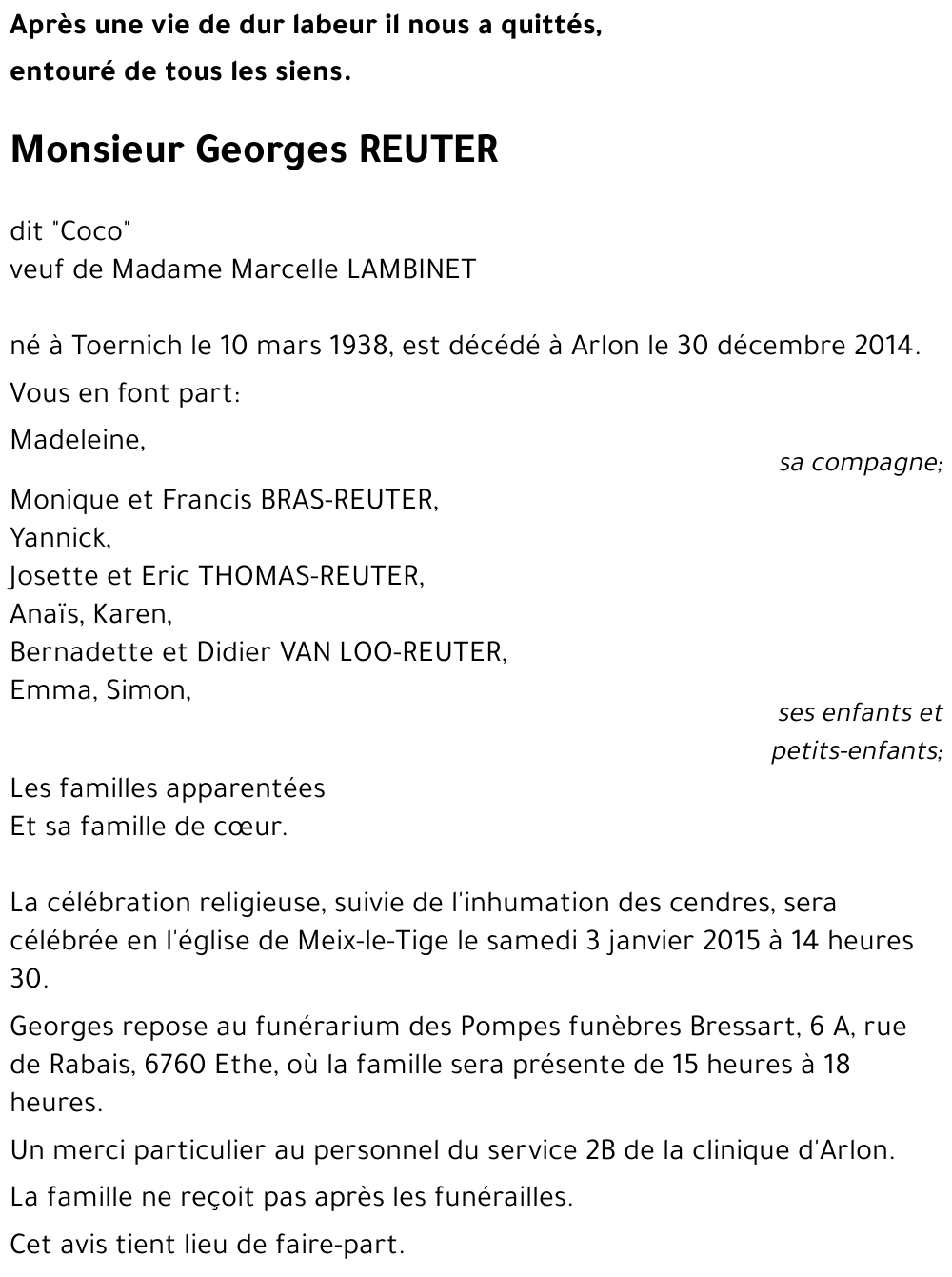 Georges REUTER dit  « Coco » 