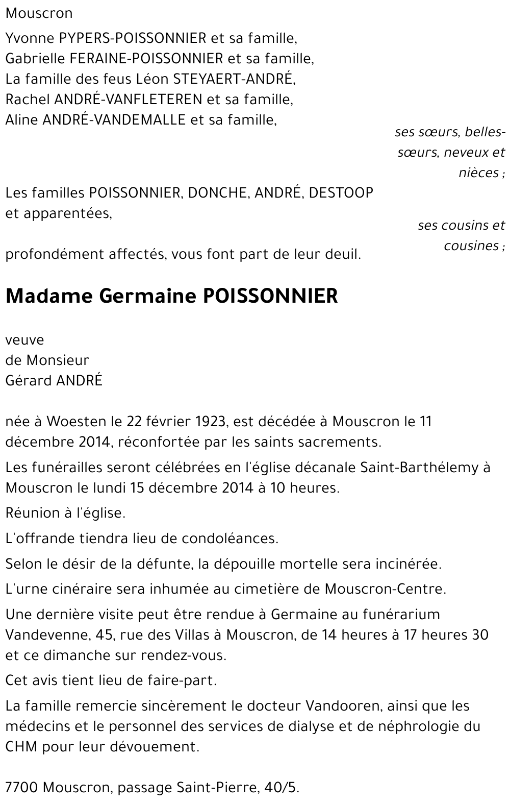 Germaine POISSONNIER