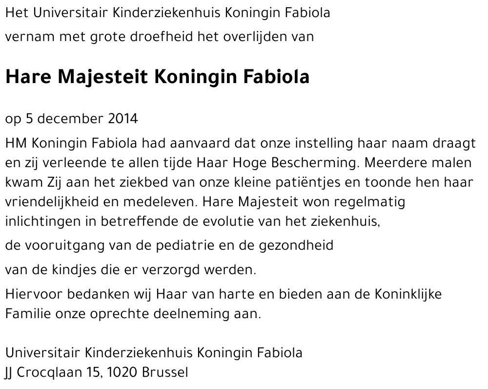 Hare Majesteit Koningin Fabiola