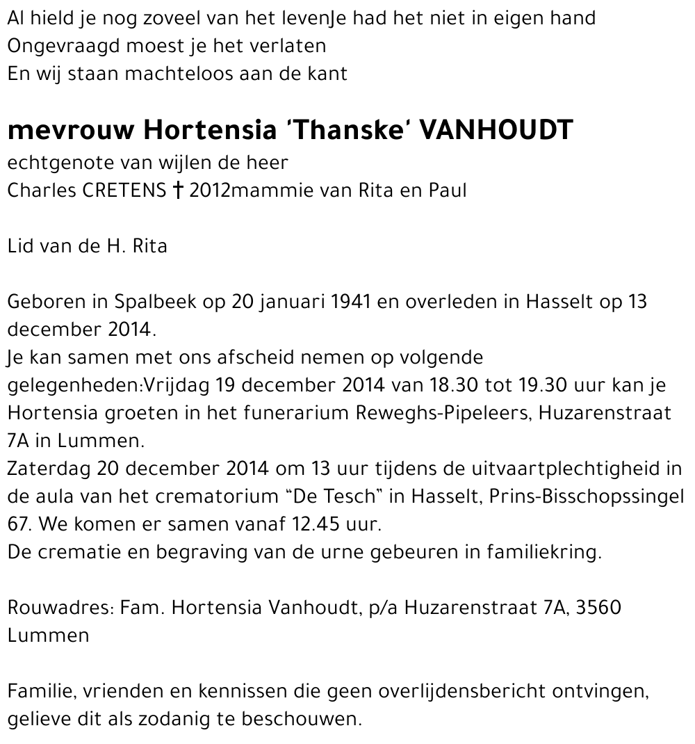 Hortensia 'Thanske' Vanhoudt