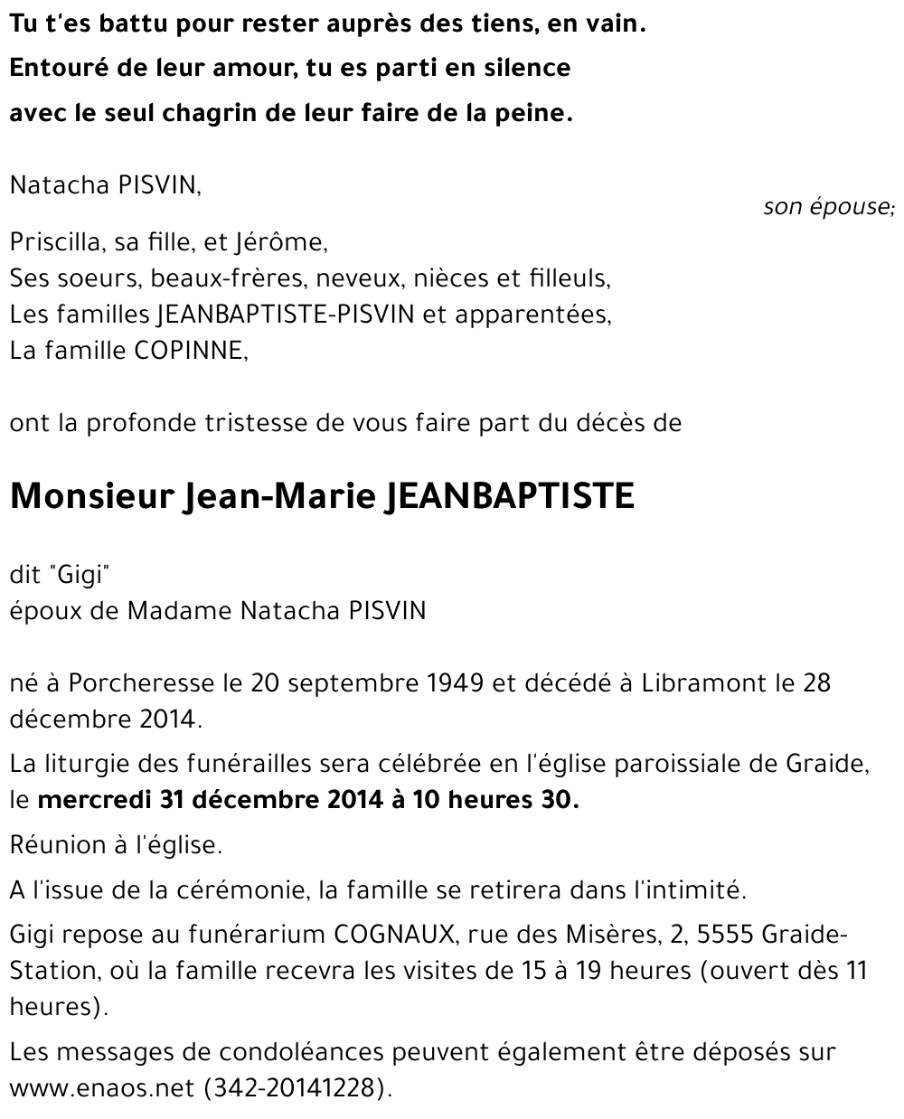 Jean-Marie dit Gigi JEANBAPTISTE