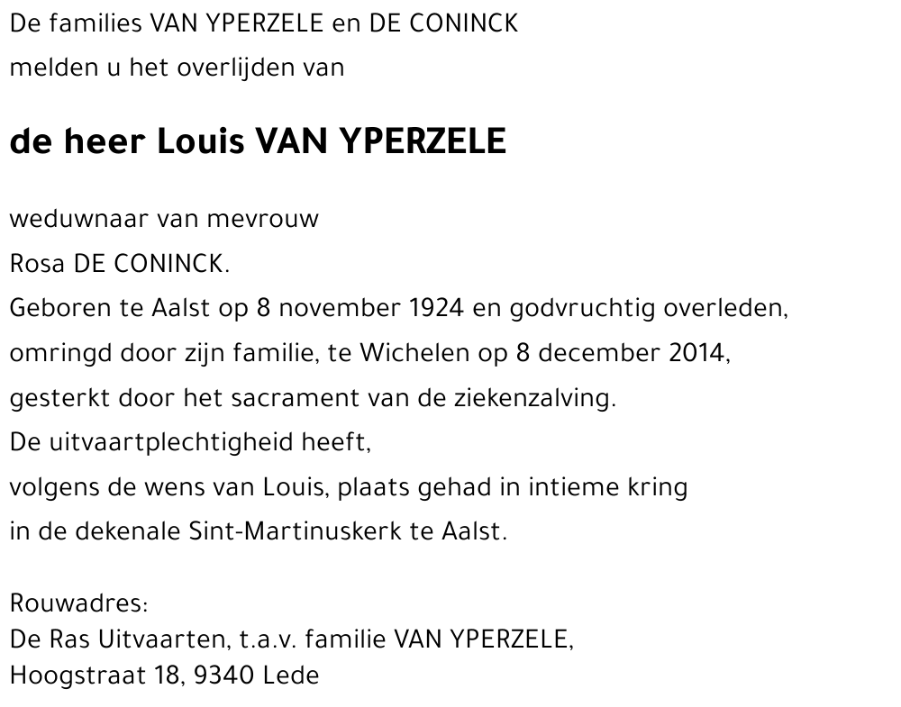 Louis VAN YPERZELE