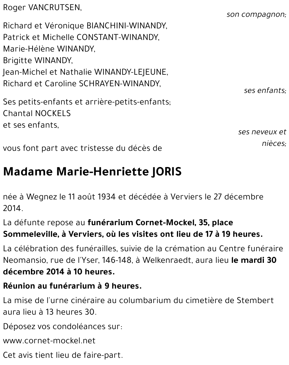 Marie-Henriette JORIS