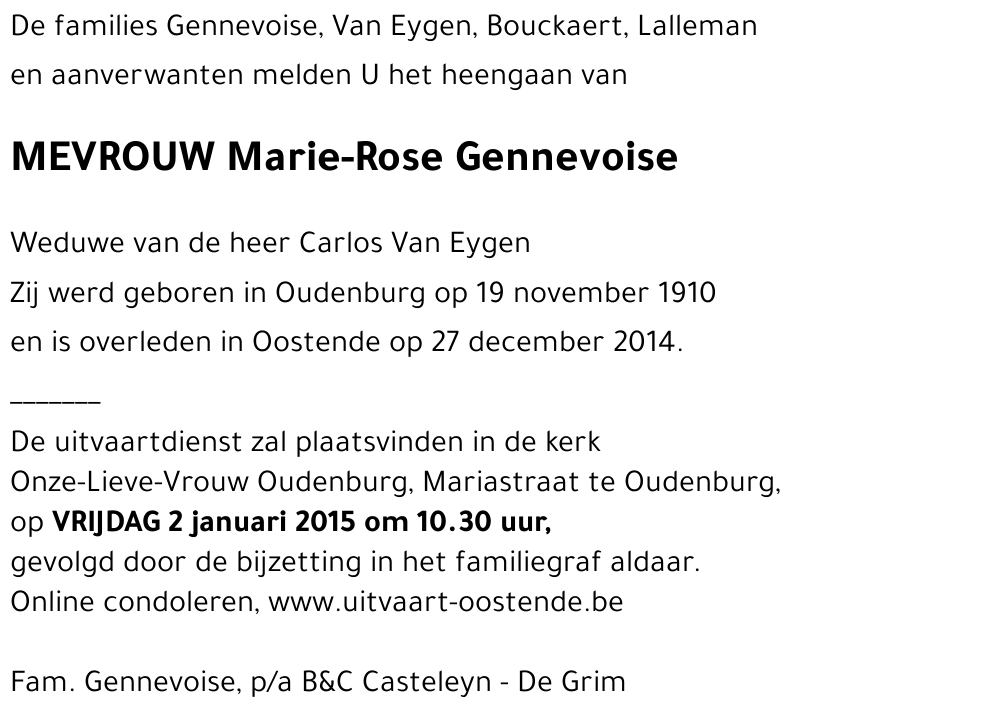 Marie Rose Gennevoise