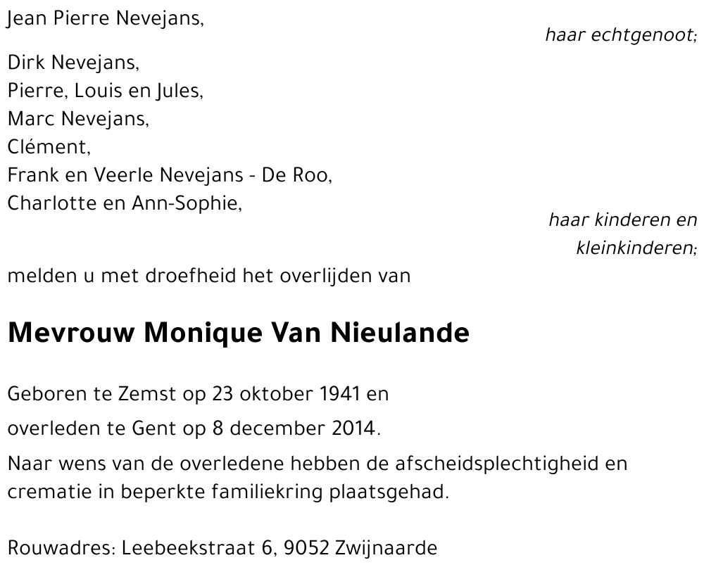 Monique Van Nieulande