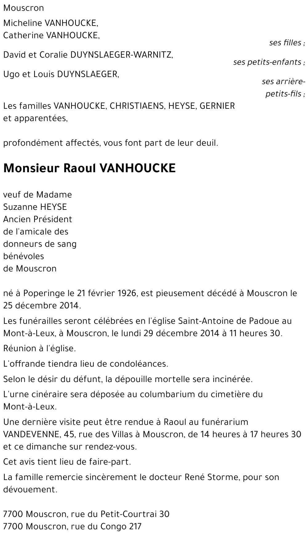 Raoul VANHOUCKE