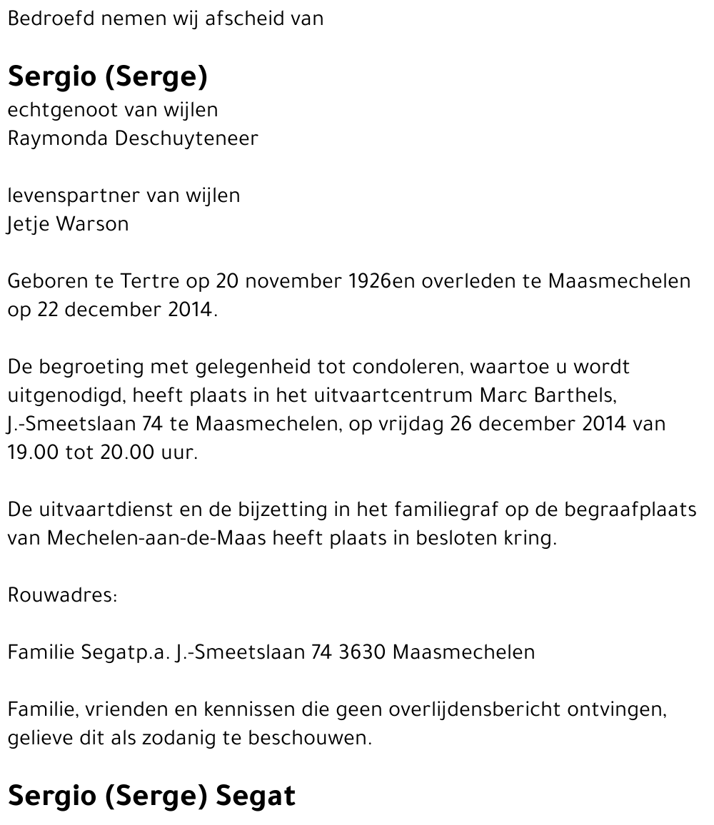 Sergio (Serge) Segat