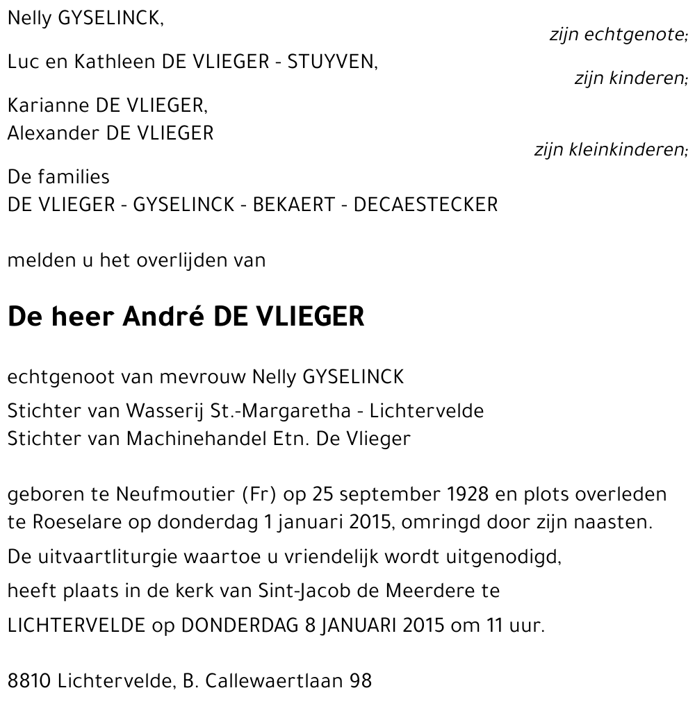 André DE VLIEGER