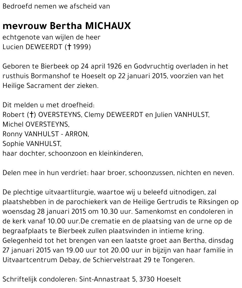 Bertha MICHAUX
