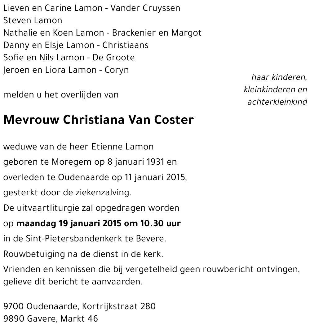 Christiana Van Coster