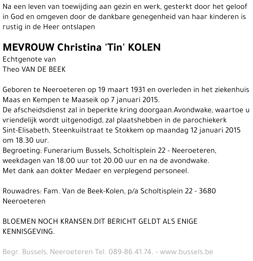Christina 'Tin' KOLEN