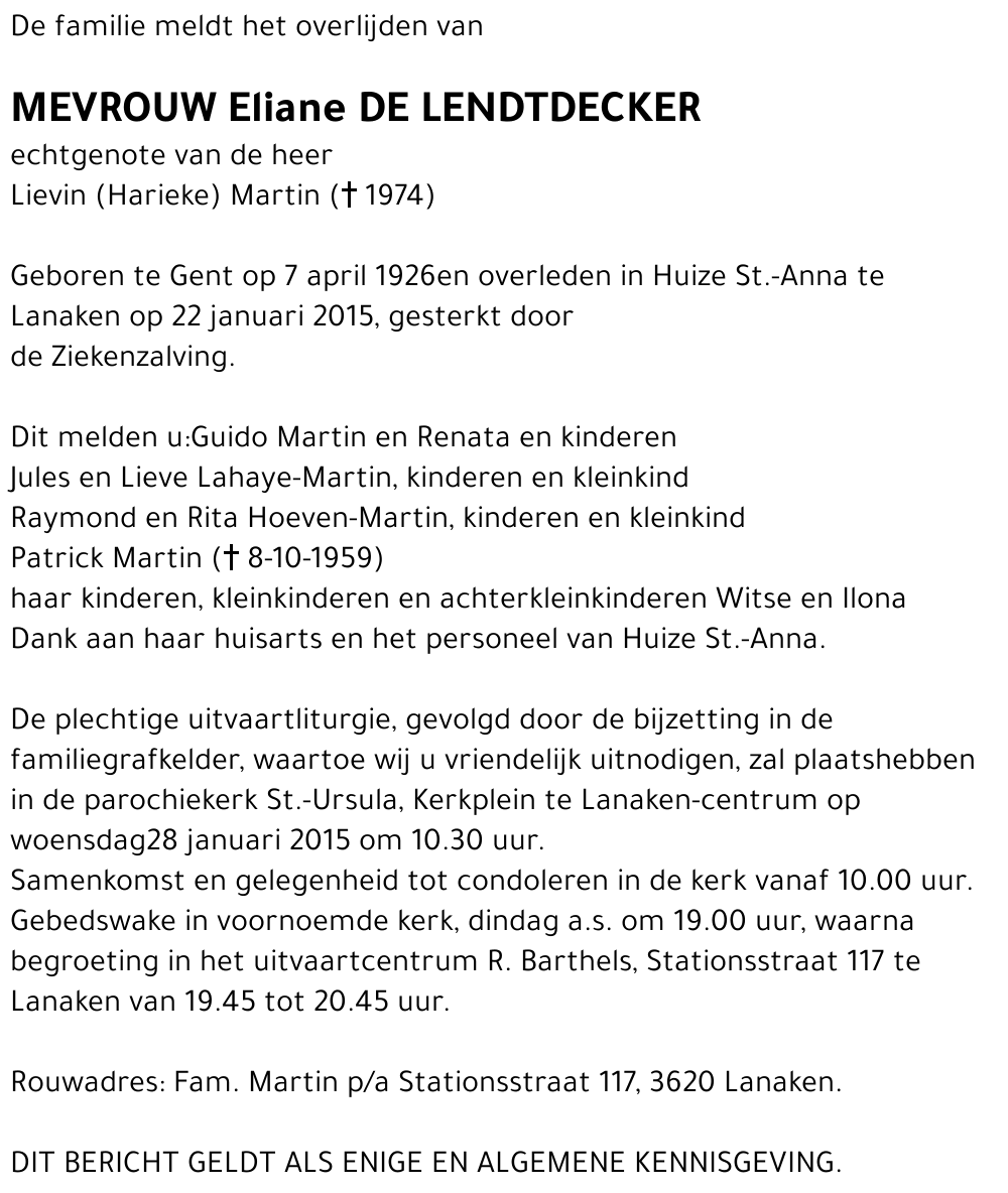 Eliane De Lendtdecker