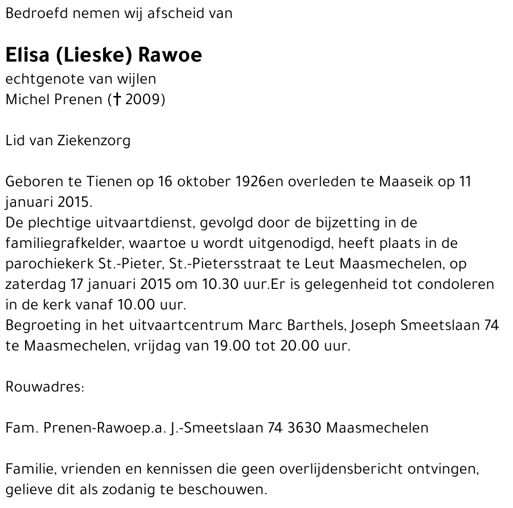 Elisa (Lieske) Rawoe