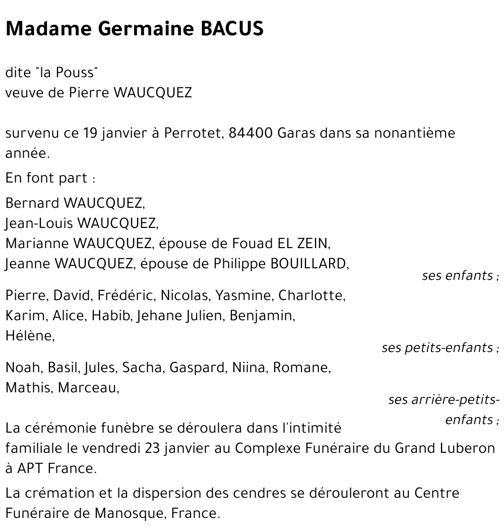 Germaine BACUS