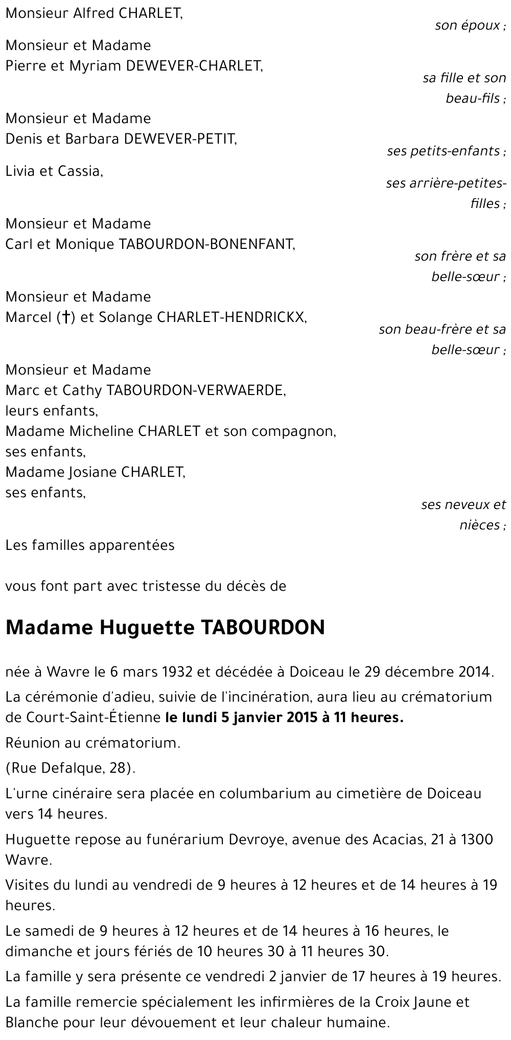 Huguette TABOURDON