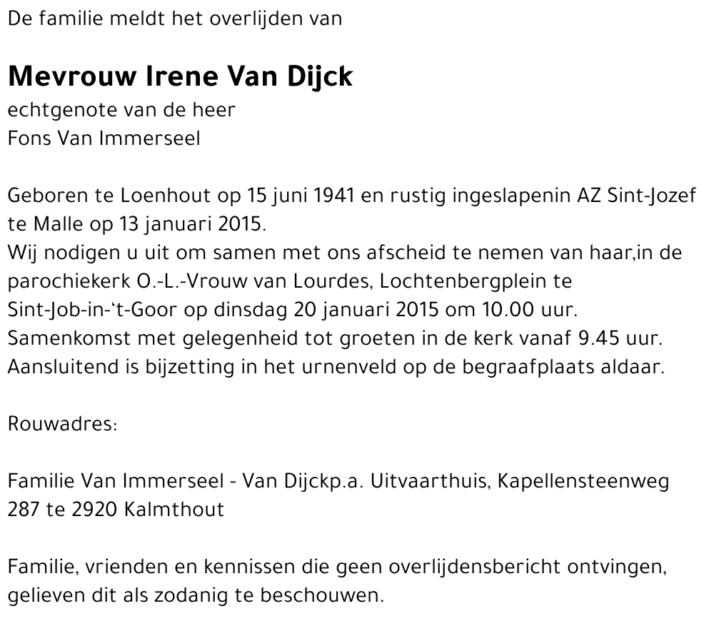 Irene VAN DIJCK