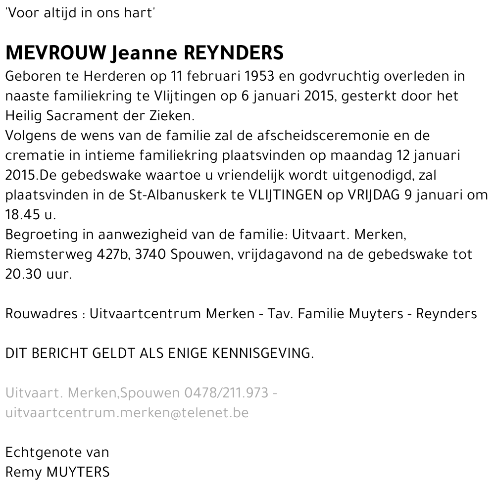 Jeanne REYNDERS