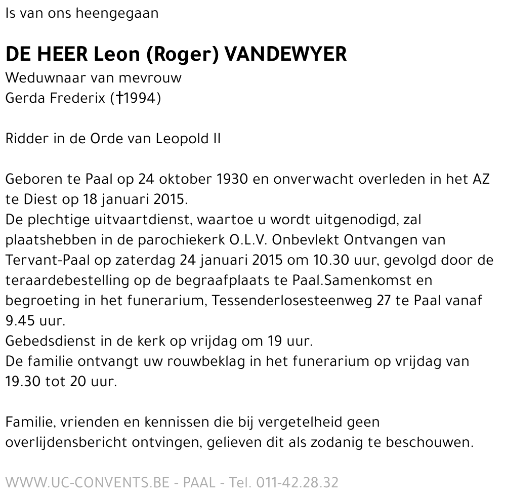 Leon (Roger) Vandewyer