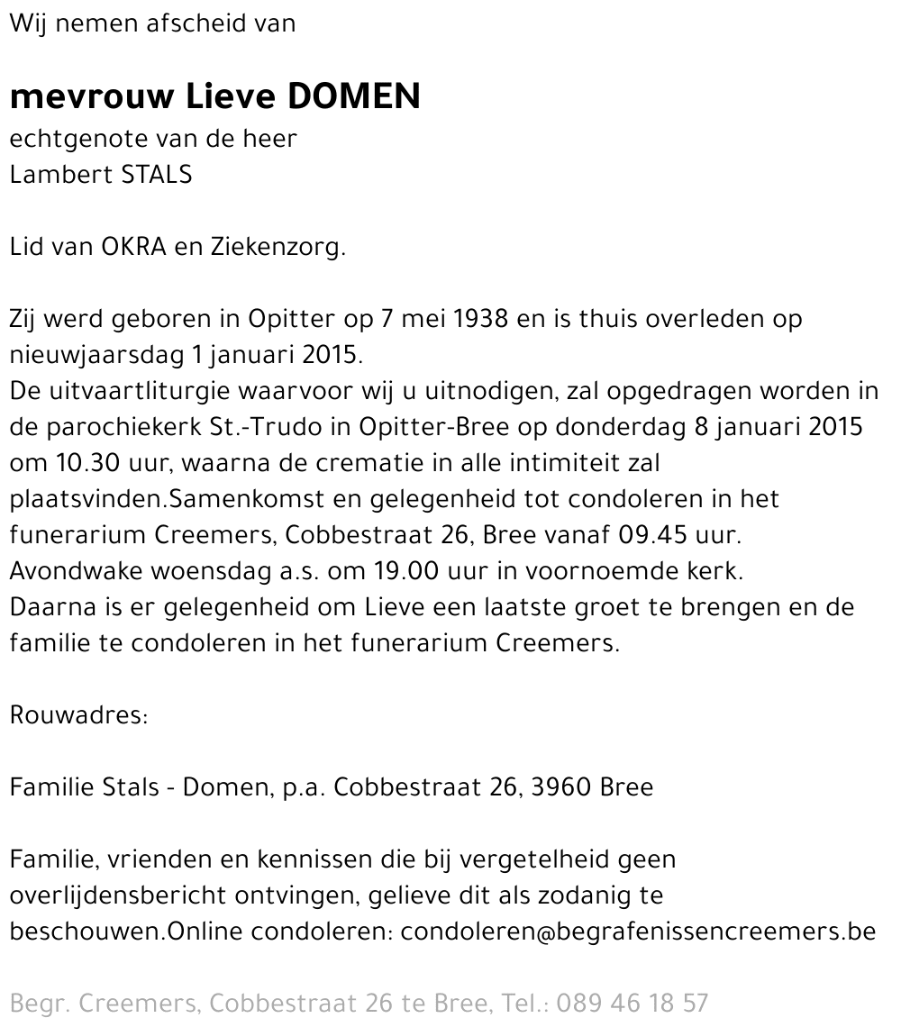 Lieve Domen