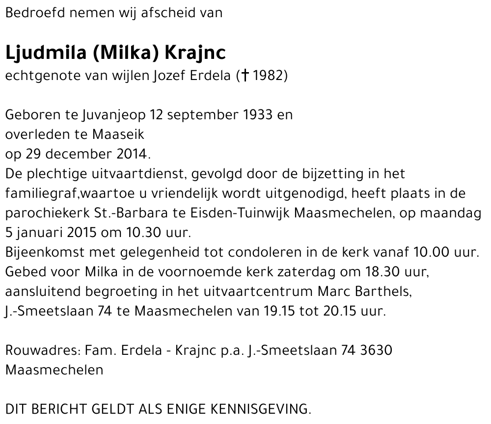 Ljudmila (Milka) Krajnc