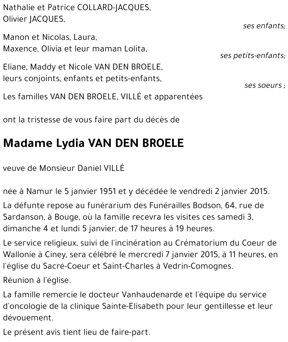 Lydia VAN DEN BROELE